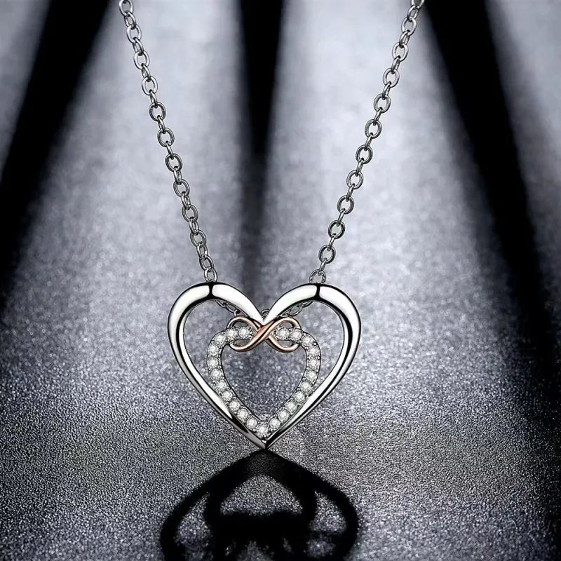 Vintage Heart & Infinity Rhinestone Necklace