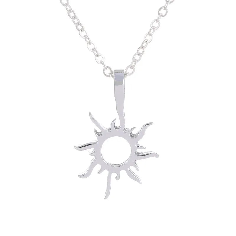 Vintage Gold Sun Pendant Necklace