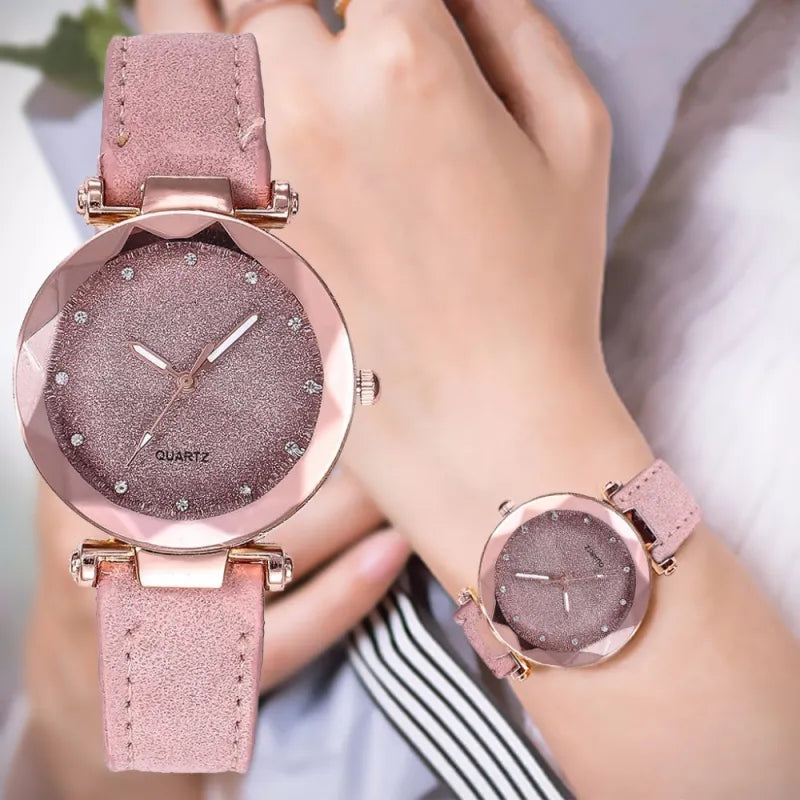 Womenβs Starry Sky Leather Watch