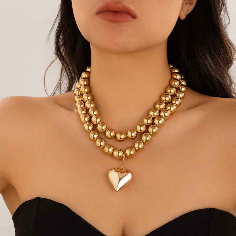 Vintage Pearl Heart Beaded Clavicle Necklace