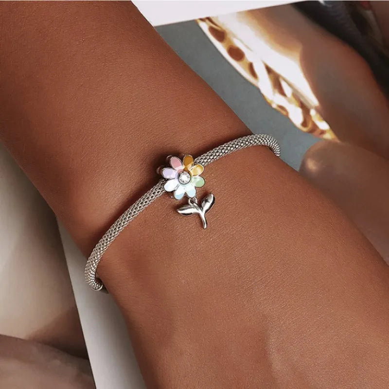 Sunflower Charm Beaded Bracelet