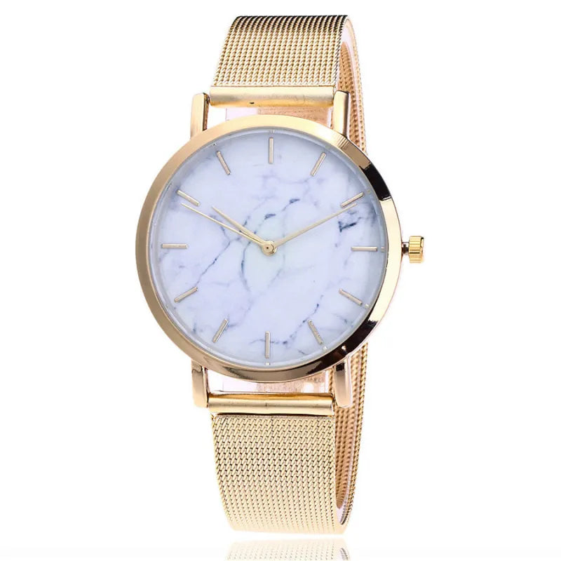 Lucia | Luxury Women’s Watch – Marble Design, Mesh Strap Quartz