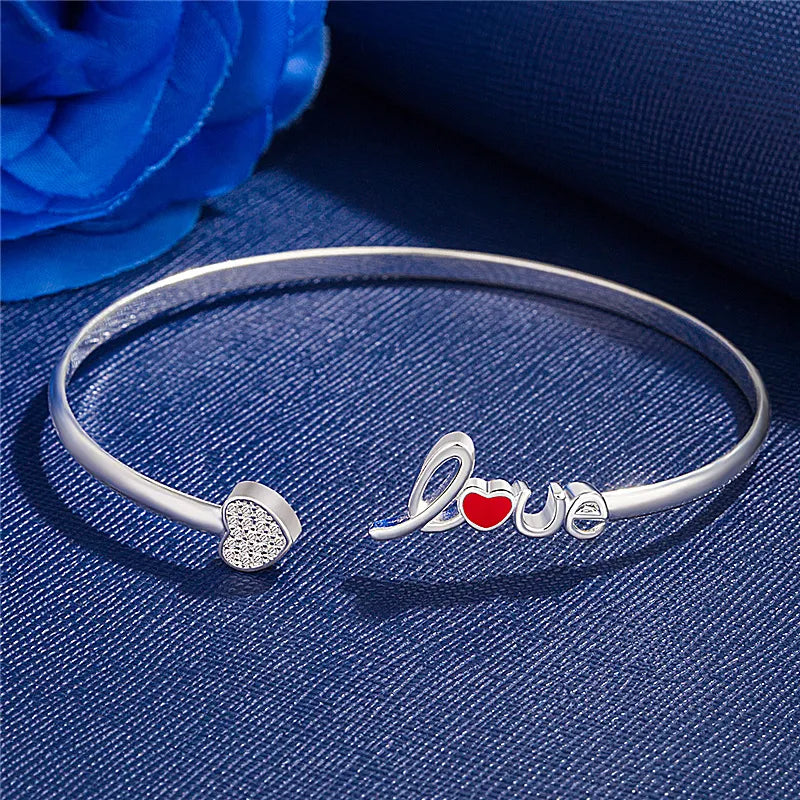 Heart-Shaped Diamond Love Bracelet