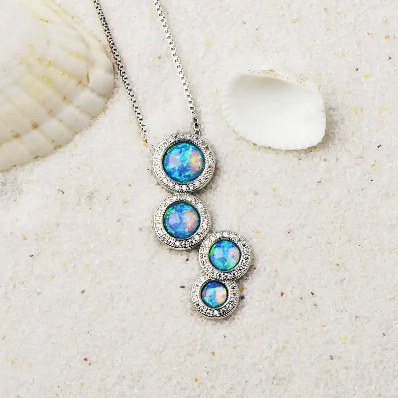 Ocean Opal Round Necklace Pendant
