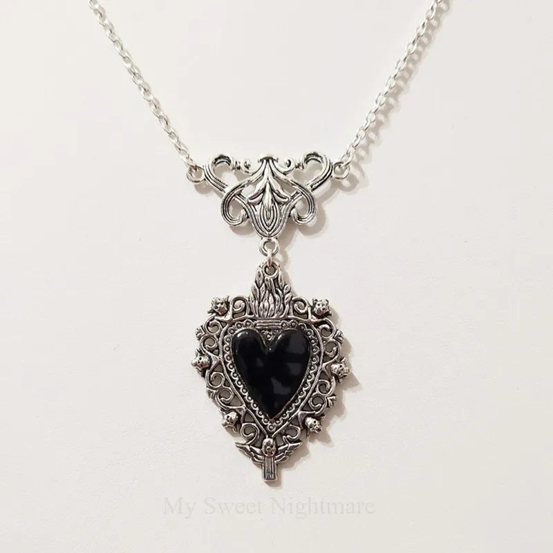 Vintage Burning Love Silver Pendant Necklace