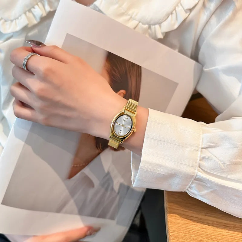 Elegant Oval Fashion Quartz Watch – Women