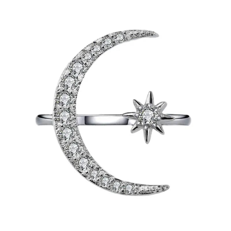 Vintage Zircon Star & Moon Ring