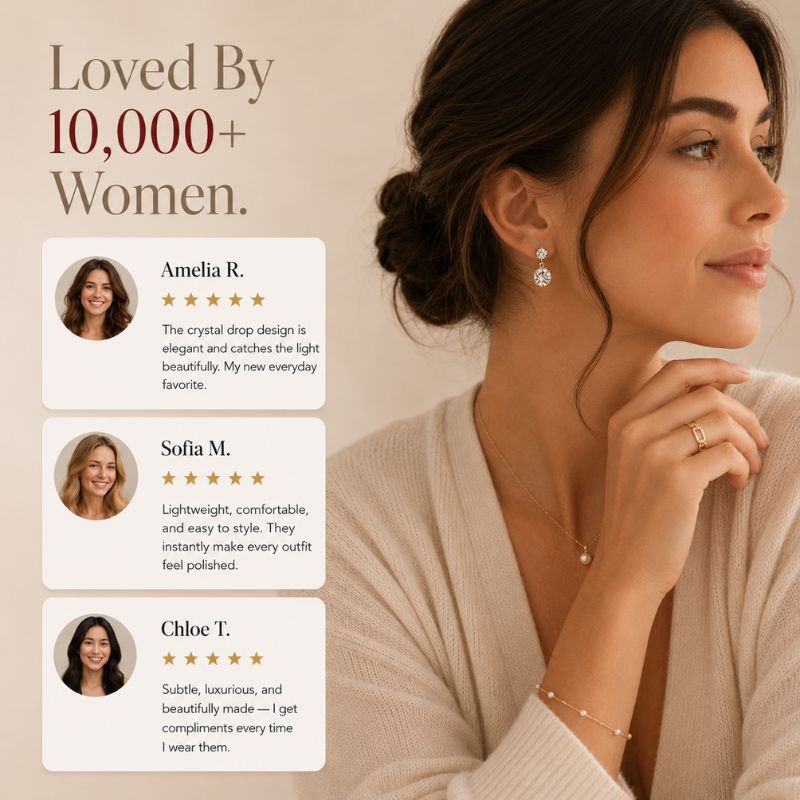 Golden Crystal Drop Earrings