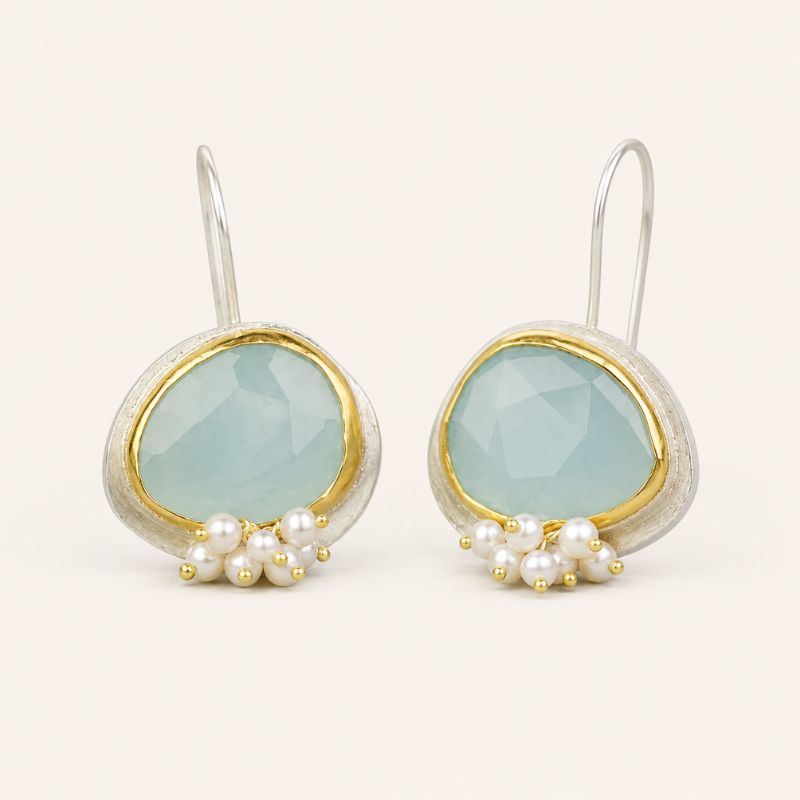 Aqua Pearl Drop Earrings