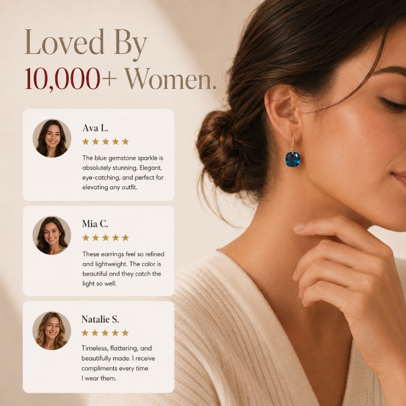 Cushion Cut Blue Earrings