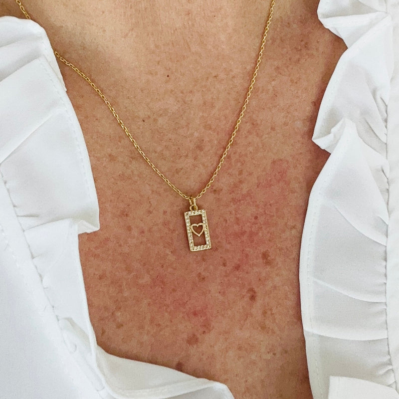 Carita Dainty Heart Tag Necklace-Lydieannejewelry