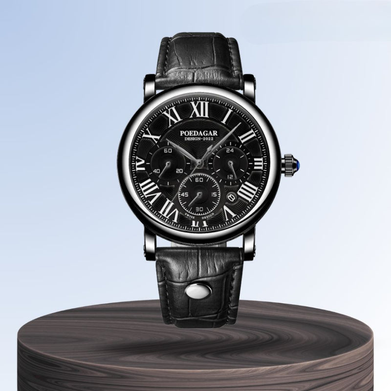 Lucas | Timed Precision Leather Chronograph Watch