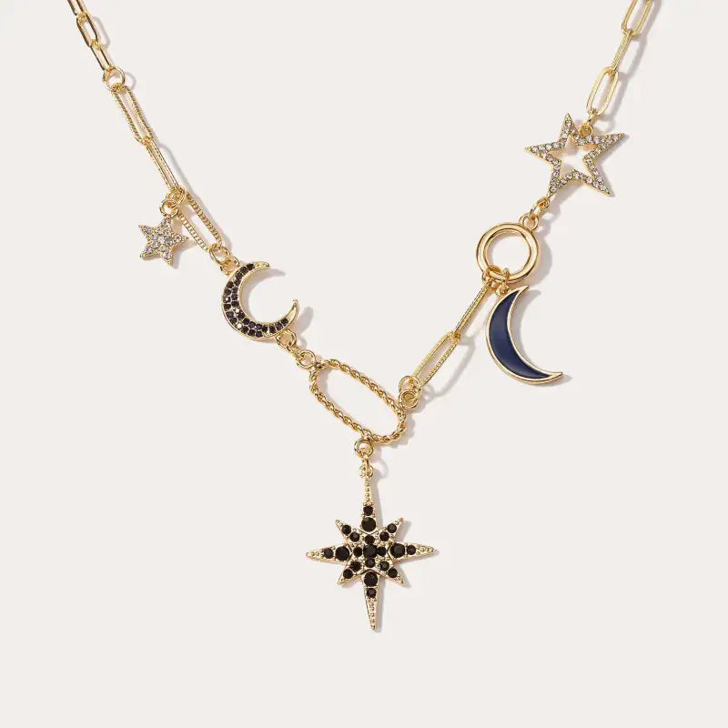 Vintage Gold-Plated Star & Moon Necklace