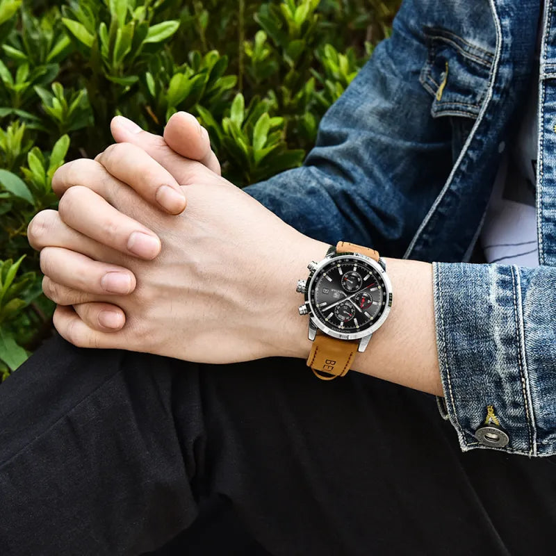 Casual Leather Strap Quartz Watch β Men