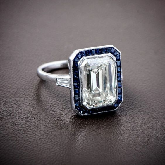 Vintage Blue & White Bright Ring-Lydieannejewelry