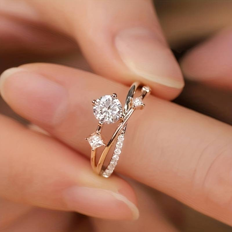 Vintage Gold Zirconia Fine Ring-Lydieannejewelry