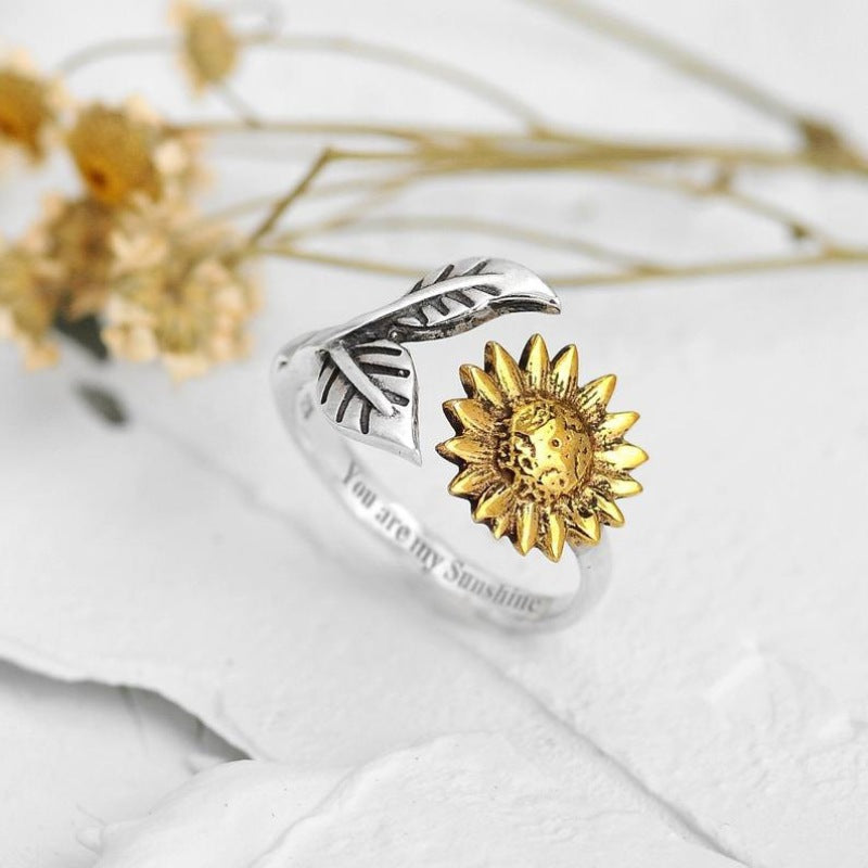 Vintage Sunflower Leaf Ring