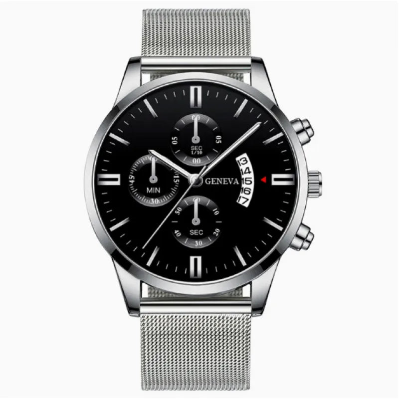Elijah | Elegant Mesh Band Watch – Luxury Quartz Timepiece