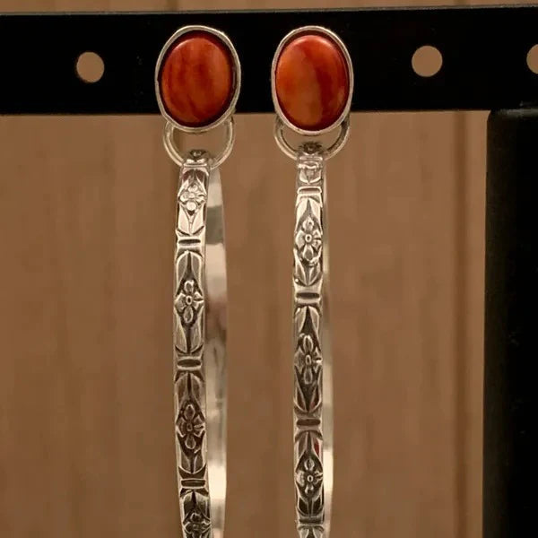 Boho Vintage Flower Onyx Earrings