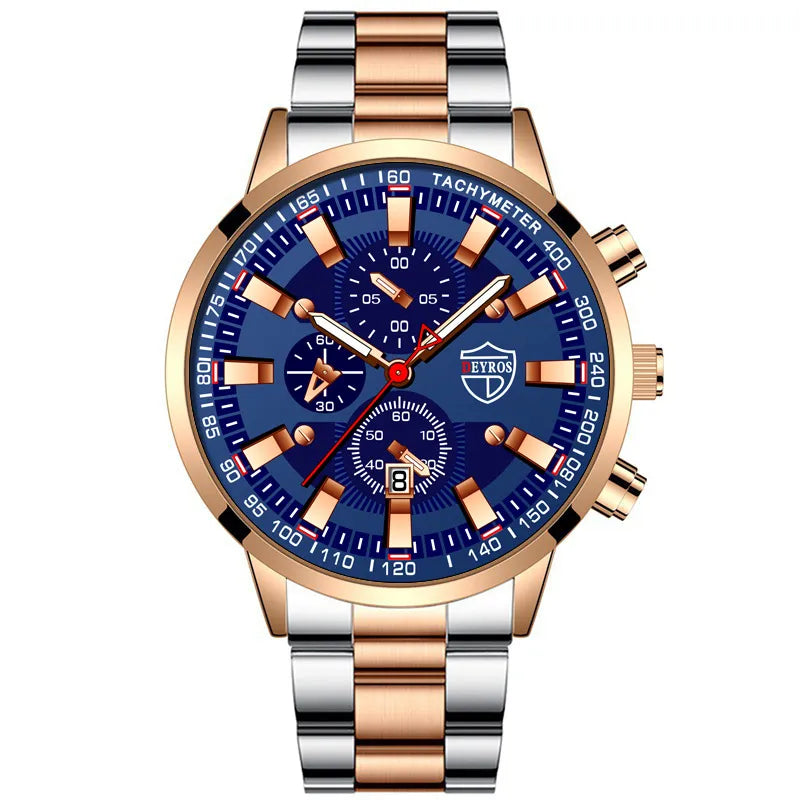Men’s Stainless Steel Quartz Watch – Luminous Wristwatch