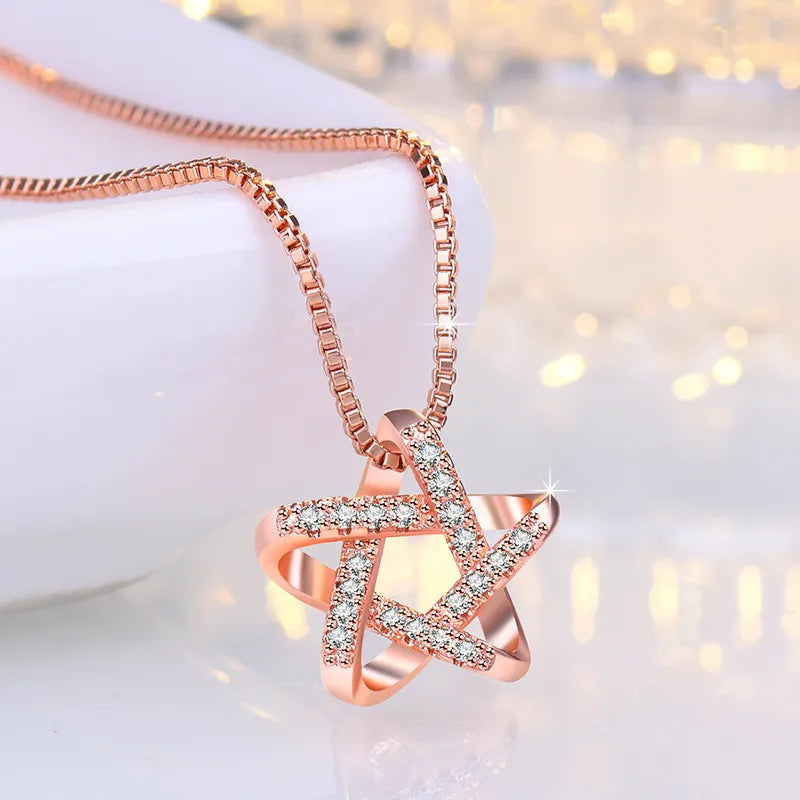 Vintage Hollow Star Rhinestone Necklace