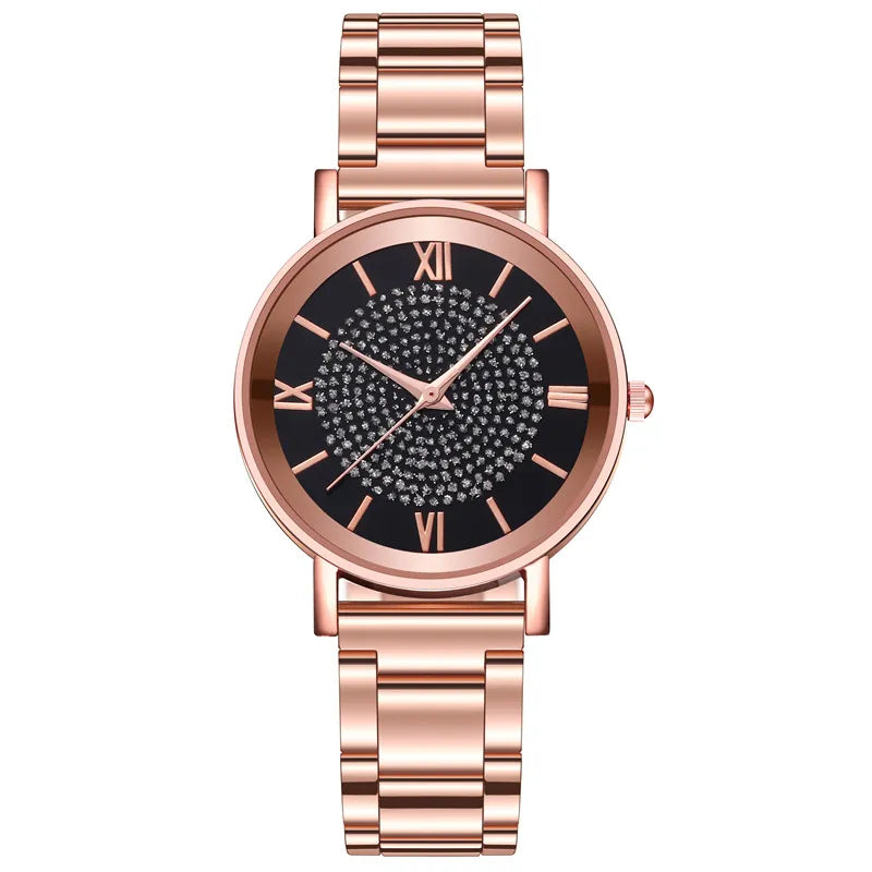 Women’s Gypsophila Crystal Quartz Watch – Elegant Floral Luxury Timepiece