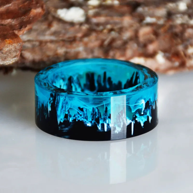 Vintage Blue Magic Ocean Resin Ring