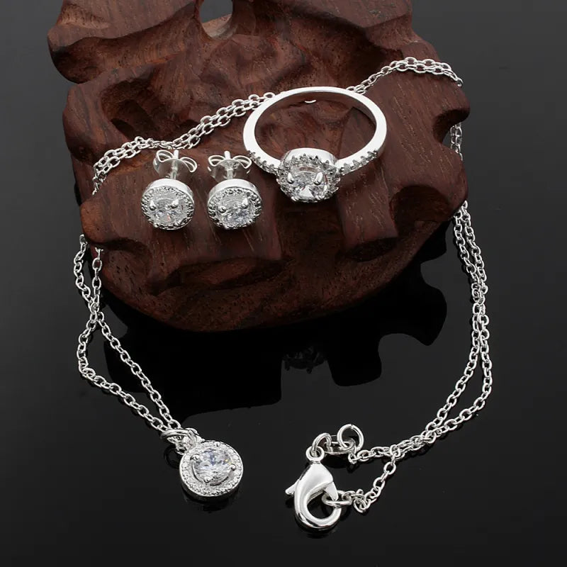 Vintage Silver Zircon Jewelry Set