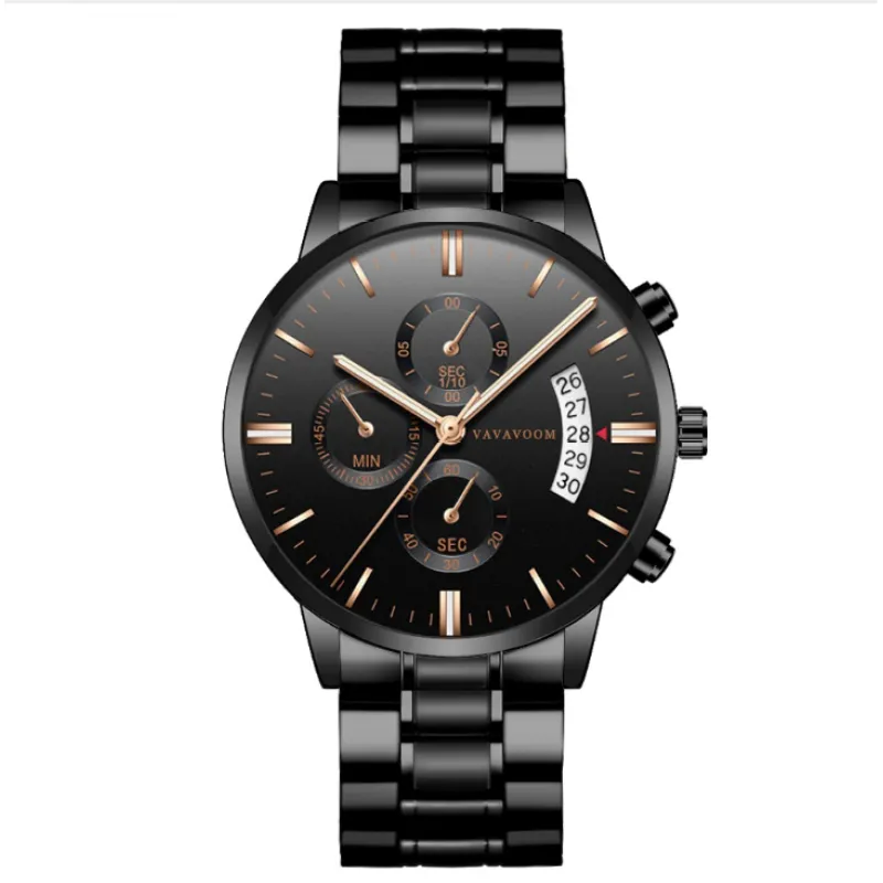 Men’s Refined Steel Quartz Watch – Calendar, Waterproof Design