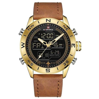 Adrian | Men’s Watch – Sporty Analog-Digital with Military Leather Style
