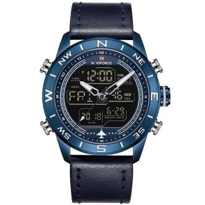 Adrian | Men’s Watch – Sporty Analog-Digital with Military Leather Style
