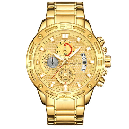 Fashion Mens Watches Top Brand Luxury Gold Full Steel Quartz Watch Men Waterproof Sport Chronograph