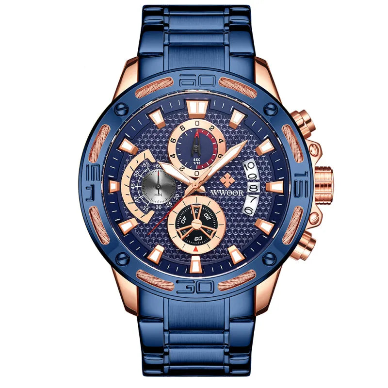 Fashion Mens Watches Top Brand Luxury Gold Full Steel Quartz Watch Men Waterproof Sport Chronograph