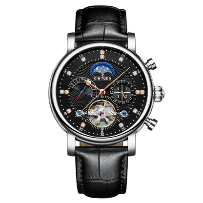 Executive Automatic Skeleton Tourbillon Leather Watch for Men