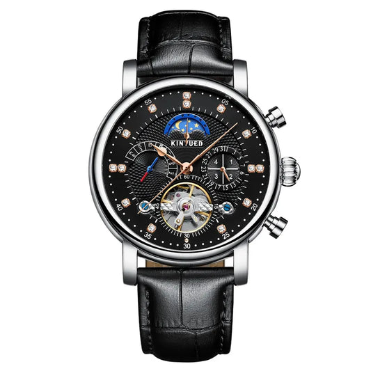 Executive Automatic Skeleton Tourbillon Leather Watch for Men
