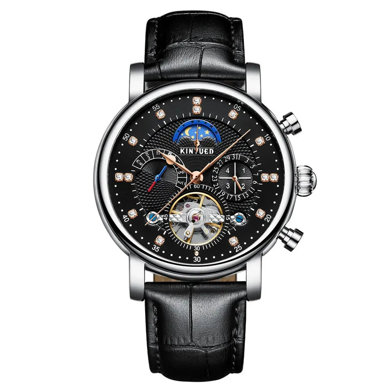Executive Automatic Skeleton Tourbillon Leather Watch for Men