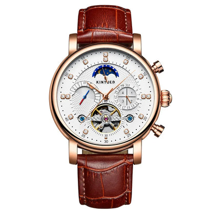 Executive Automatic Skeleton Tourbillon Leather Watch for Men
