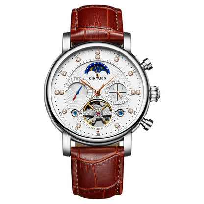 Executive Automatic Skeleton Tourbillon Leather Watch for Men