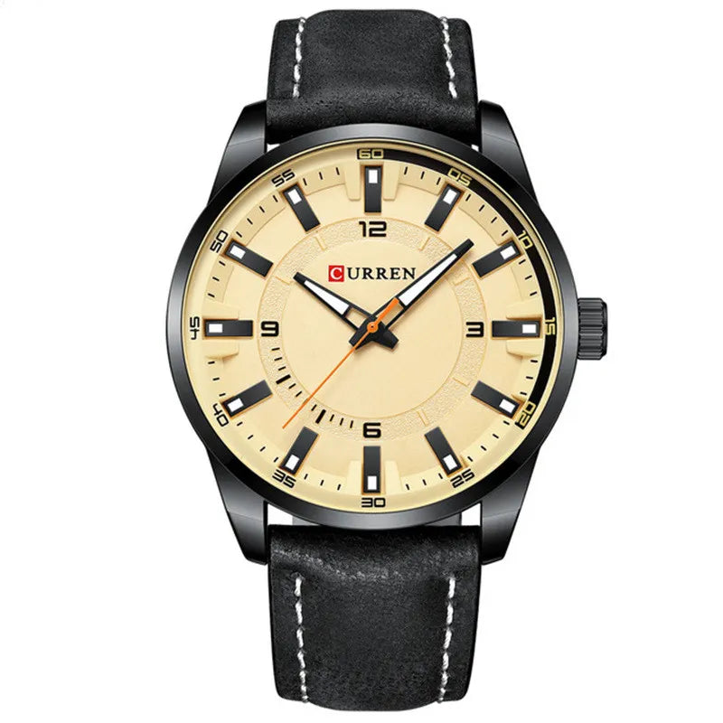 Premium Men’s Business Wristwatch with Large Dial & Leather Belt