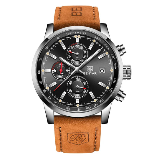 Elegant Men’s Quartz Watch – Leather Strap