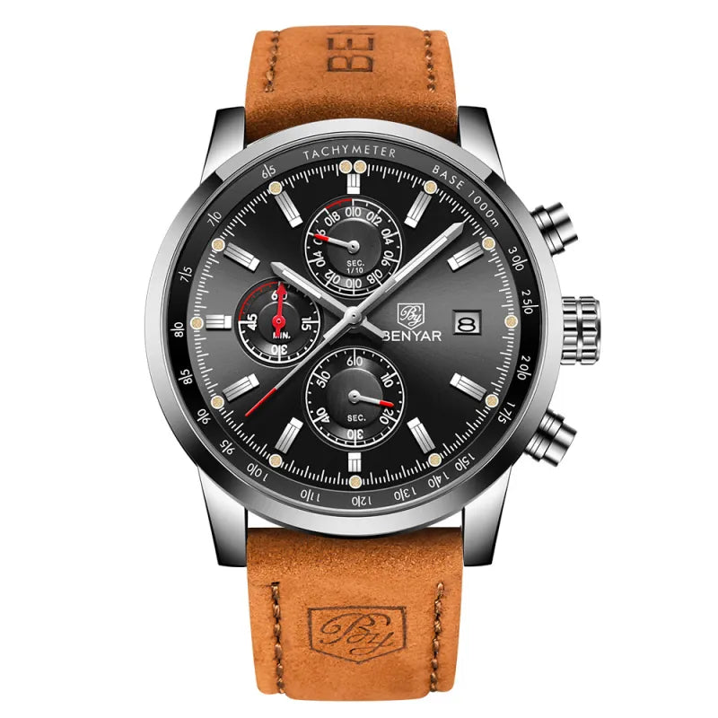 Elegant Men’s Quartz Watch – Leather Strap