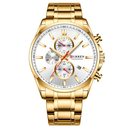 Luxury Stainless Steel Chronograph Watch Analog Quartz Date | 46mm