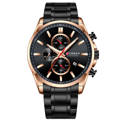 Luxury Stainless Steel Chronograph Watch Analog Quartz Date | 46mm