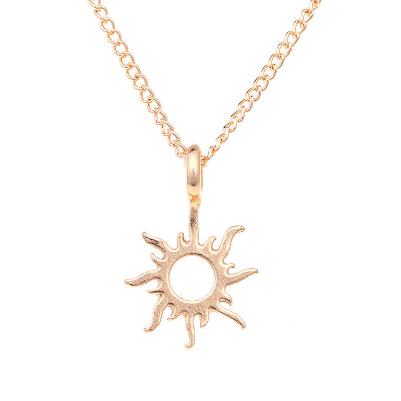 Vintage Gold Sun Pendant Necklace