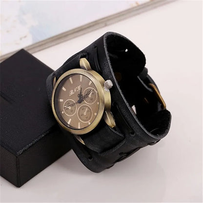 Vintage Punk Leather Wristwatch for Men