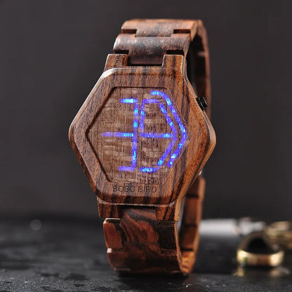 Men’s Night Vision Wooden LED Watch