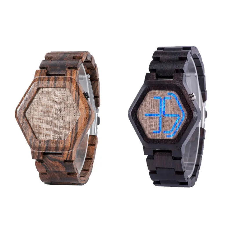 Men’s Night Vision Wooden LED Watch
