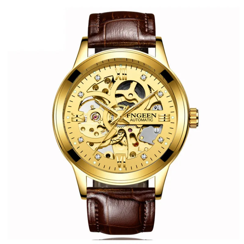 Elegant Men’s Mechanical Watch – Luminous Dial, Waterproof Design