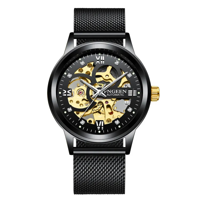 Luxury Men’s Watch – Mechanical, Luminous, Waterproof Steel Strap