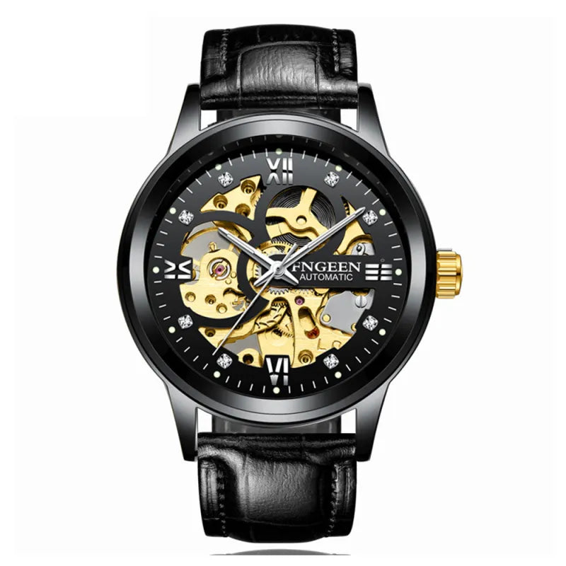 Elegant Men’s Mechanical Watch – Luminous Dial, Waterproof Design